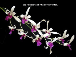 Say “please” and “thank your” often.  