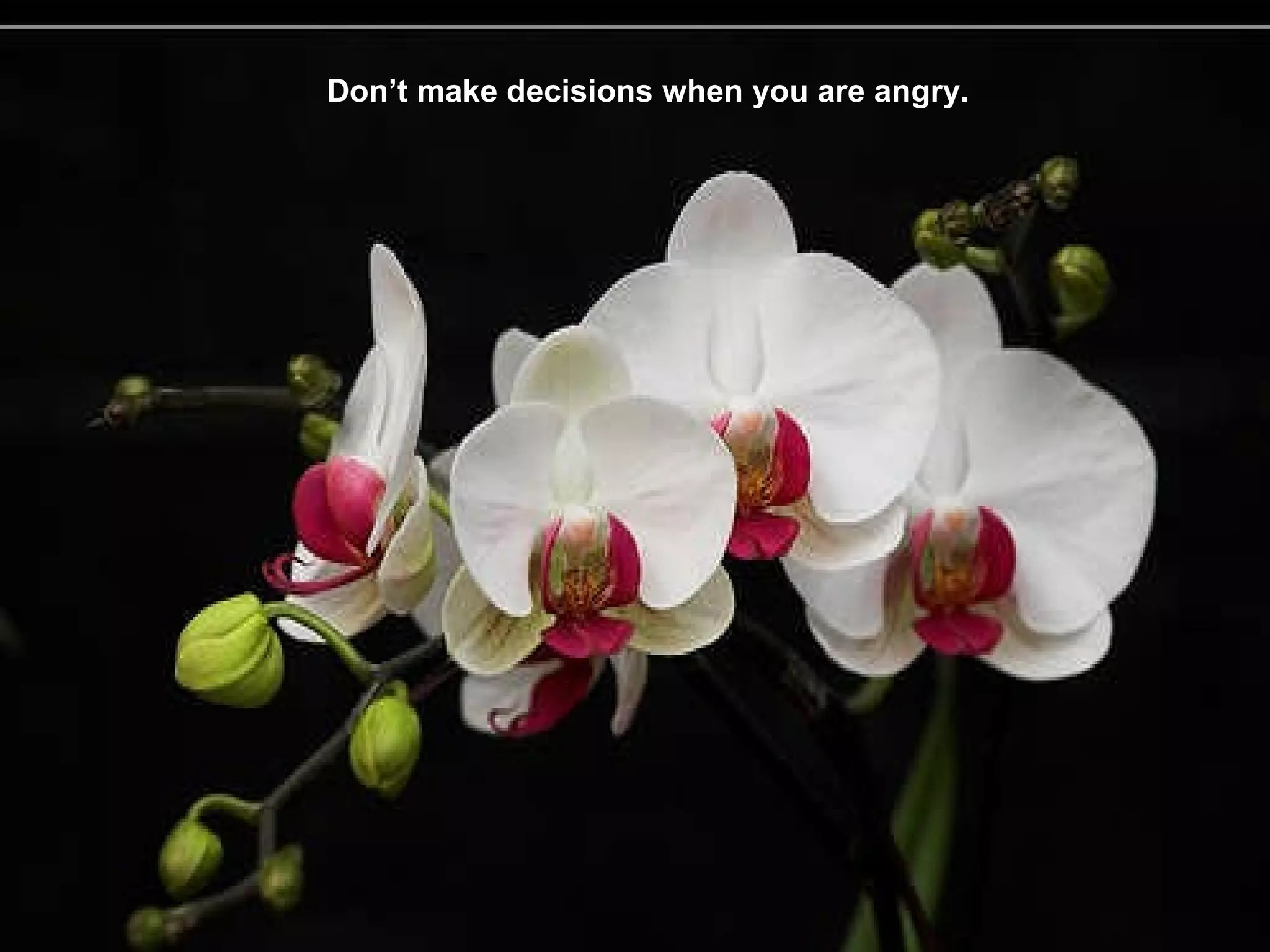 Don’t make decisions when you are angry. 
