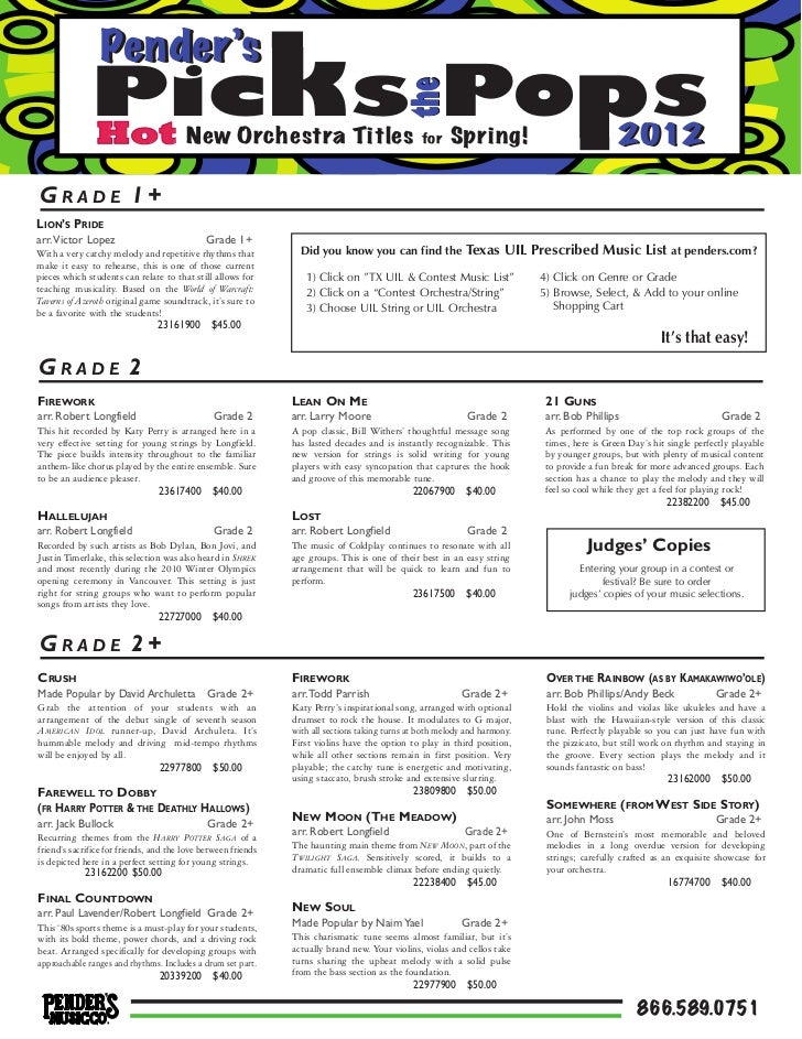 penders picks the pops 2012 orchestra sheet music pdf penders sheet music