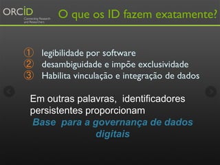 Construindo confiança
• Ferramentas que permitem fácil inclusão iD
durante processo de publicação
pedido de subvenção
d...