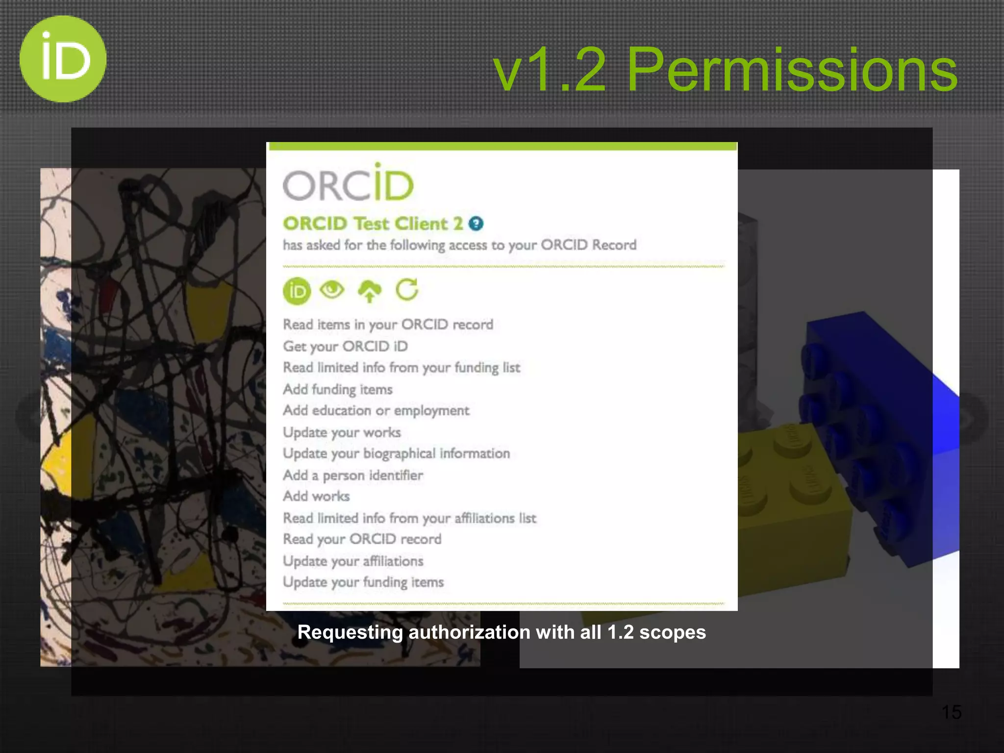 v1.2 Permissions
Requesting authorization with all 1.2 scopes
15
 