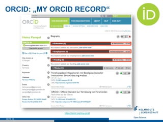 ORCID: „MY ORCID RECORD“
SEITE 15
https://orcid.org/my-orcid
 