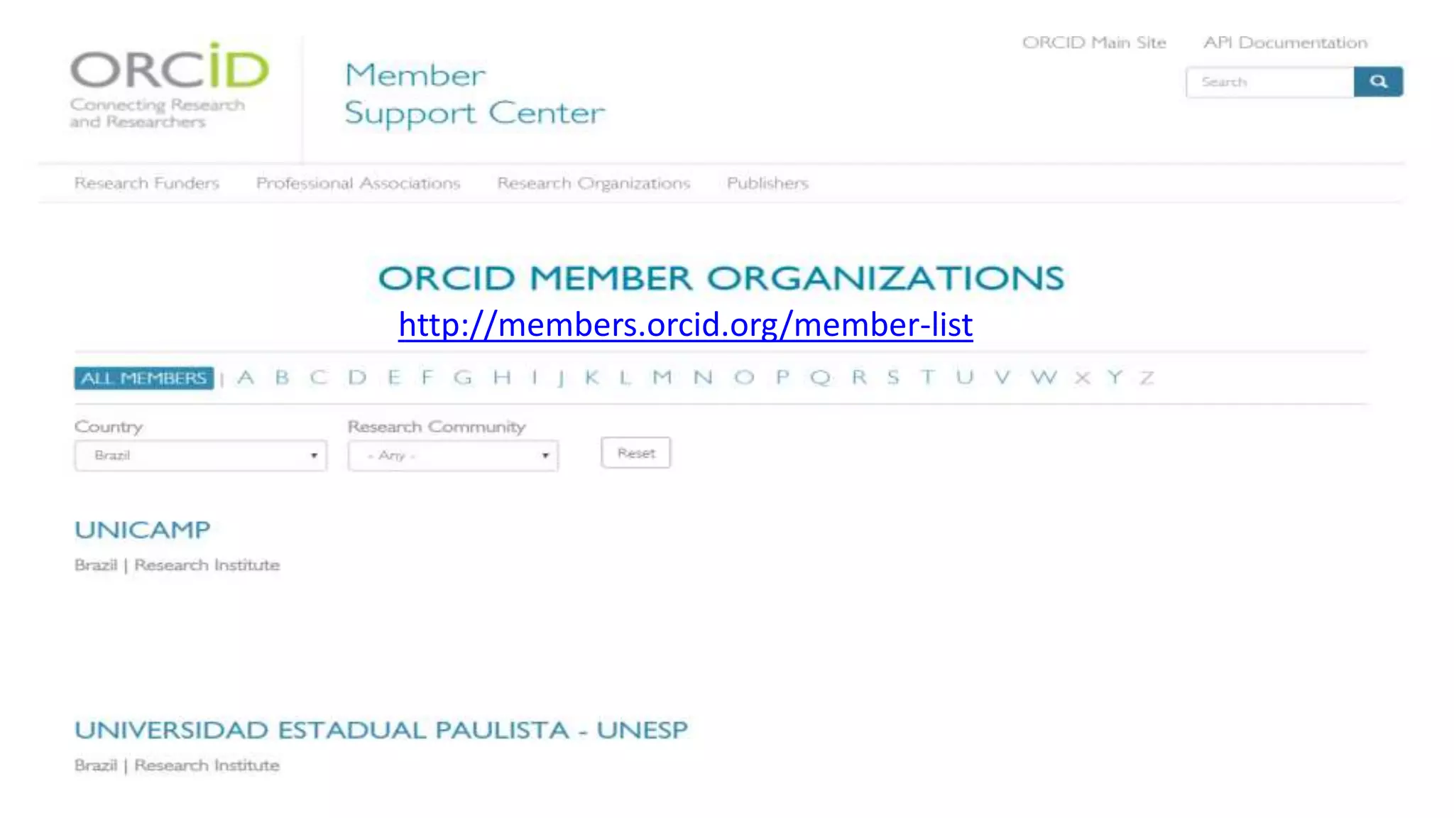 http://members.orcid.org/member-list
 