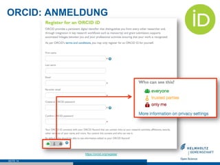 ORCID: ANMELDUNG
SEITE 14
https://orcid.org/register
 