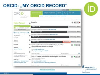 ORCID: „MY ORCID RECORD“
SEITE 16
https://orcid.org/my-orcid
 