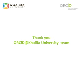 ORCID @ Khalifa University