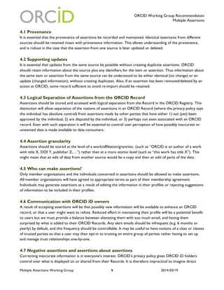 ORCID Multiple Assertions Working Group recommendations | PDF