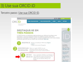 Terceiro passo: Use sua ORCID ID.
3) Use sua ORCID iD
 