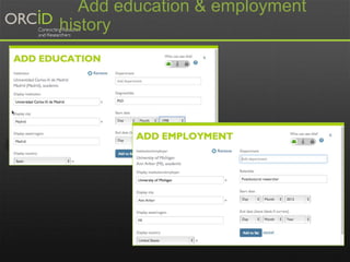 Add education & employment 
history 
 