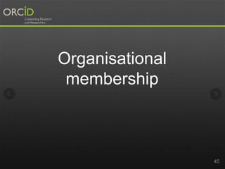 Organisational 
membership 
45 
 