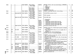 06-2
06-2
06-2
06-2 .. .. .. 2920-753-8’754
06-2
g
06-2
06-2
06-2
06-2
06-2
06-2 . ... . . .... 2920-753-8759
06-2
:s 06-2
13
ih3
......._..______.__.._.__________________...
____ ......
............... 5910-256-9728
2920-570-1238
Hl 013-1987
Hl __........_.....___........
,.._...................................-..---
... .... . _ 2920-739-1018
.._..__._._____771-6562
2910-737-5174
Hl 012-0370
Hl 012-0395
Hl 5310-012-0396
Hl 5310-013-6857
._.._..._____...2920-735-5736
._..____________2920-753-8757
_ G742-7538784
G742-7538753
G742-7538751
G742-5701238
G742-7538754
G742-7716690
HOOl-5125891
HlOl-0453299
G742-7391018
G244-7716562
G742-7538759
G740-7375174
HOOl-4167641
HOOl-7043771
HOOl-7043801
HOOl-7017711
G741-7355736
G742-7538757
DR-1916415
wo-118886
DR-1916417
DR-1916416
DR-1917894
DR-1916321
WO-118887
DR-1916209
wo-118888
DR-1916646
WO-119016
DR-1916773
WO-118889
DR-1916322
WO-118890
DR-1916150
WO-118891
DR-1921772
wo-119544
DR-1916320
WO-118892
DR-1916211
WO-118894
DR-1916135
WO-118893
DR-1922304
WO-806072
WO-649818
DR-1117495
wo-119547
DR-1916107
WO-118896
7538784
.... ............. ..
_.. . .. . . ....
BRUSH, collector, drive end, head bearing, w/SPRING,
assy
Composed of:
_ 1 BRUSH
_ 1 SPRING
. . ..... .. . BUSHING, brush plate ..._..._.._.._................________.._____.____________
7538753 CABLE, connecting, brush No. 18, ins, 5% ig______._..___._.._._
7538751
7388377
5701238
453308
7538777
7538762
7538763
7538761
7538754
7716690
131987
453299
7391018
7716562
7538759
7375174
120370
120395
.~ 120396
136857
7355736
7538757
1
2
1
CAPACITOR, armature circuit .._...... ........_...._...._................ 1
CLIP, terminal ._____._____________..................................................... 1
COIL SET, field __________________....................................................1
Composed of:
8 SCREW
1 WINDING, generator field, lower left
1 WINDING, generator field, lower right
1 WINDING, generator field, upper left
1 WINDING, generator field, upper right
COLLAR, armature, drive end ......._._...._.__.................... 1
ELBOW, 90 deg, No. 27 shell wtrprf connector (terminal
receptacle)
1
BOLT, MACHINE, fil-hd, S, cd- or zn-pltd, No. 8-
32NC-2 x 1
4
WASHER, lock, med, S, cd-pltd, No. 8..._________...___.__..... 4
FRAME, field coil, w/terminal BRACKET .....___________._______1
GASKET, annular, cop and asb, oval set, l& ID, 1%
OD, 3/52thk (housing plug)
GASKET, fl, fiber, 1% sq, 1% ID, 4 No. 10 screw holes
(receptacle mtg)
3
GASKET, ru, 1% ID, 3% OD, I& thk (commutator end
head bearing retaining plate)
GENERATOR, 24 v, wtrprf, w/PULLEY, assy (optional
w/GENERATOR 8673350 subgroup 0601.1)
BOLT, SHOULDER, hex-hd, r/(6-20NF-3 x 2%
NUT, PLAIN, HEXAGON, It, s-fin, S, cd- or zn-pltd,
r$f&20NF-2
WASHER, FLAT, It, S, cd- or zn-pltd, 7/lsin .................
WASHER, FLAT, S, cd- or zn-pltd, va in ..._..__..__.._._....
WASHER, LOCK, exbteeth, S, cd- or zn-pltd, 746in...
GENERATOR, 24 v, wtrprf, w/o PULLEY, assy (op-
tional w/GENERATOR 7374750 subgroup 0601.1)
HEAD, commutator end _._..______.________..___________....__________________
1
2
2
1
es
ea
ea
ea
ea
es
ea
es
ea
ea
ea
ea
ea
ea
ea
ea
ea
es
ea
ea
ea
ea
 