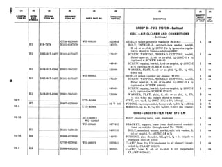 Hl
G758-8329648 WO-806185 8329648
018-79’79 HlOl-018’7979 _.___....__._..._.................. 187979
Hl 5305-017-2427
Hl 5310-012-0386 HOOl-7045531 ..._...._......._.__.........
I
Hl
(ID
5305-017-2427
Hl
03-6 _._________._.
H7
03-6 ._.________.__.
5310-012-0386
01-16 .____.__.______
Hl
01-16 H6
03-6 H6
G758-8329641 WO-800978
----.-- .. -.I H006-0502925 .....______....._...........
HlOl-0172427 _.____..._._.
wo-809885
HlOl-0172427 ..___...._....___..............
__...._____........____________AC-1543013
WO-120087
WO-806449
HlOl-9409110 ....._..._._.___.__._
H006-0210030 .._......_...
(7)
DESERIPTION
GROUP 03-FUEL SYSTEM-Continued
172427
448445
120386
172427
448445
120386
33-T-240
8677432
9409110
144035
8329641
502925
0304.1 -AIR CLEANER AND CONNECTIONS
-Continued
SHIELD, splash generator regulator (M38Al) ..__.____...__.._.
BOLT, INTEGRAL, ext-teeth-lock washer, hex-hd,
S, cd- or zn-pltd, N-20NC-2 x K (generator regula-
tor to shield to frame-subgroup 0602)
SCREW, TAPPING, THREAD CUTTING, hex-hd,
fluted-taper-pt, S, cd- or zn-pltd, M-20NC-2 x $$
(optional w/SCREW 448445)
SCREW, tapping, hex-hd, S, cd- or zn-pltd, x-20NC-2
x x (optional w/SCREW 172427)
WASHER, FLAT, S, cd- or zn-pltd, 5/i ID, N OD,
0.065 thk
SHIELD, splash (welded) air cleaner (M170) ._..._......_...__._
SCREW, TAPPING, THREAD CUTTING, hex-hd,
fluted taper-pt, S, cd- or zn-pltd, x-ZONC-2 x W
(optional w/SCREW 448445)
SCREW, tapping, hex-hd, S, cd- or zn-pltd, x-20NC-2
x $$ (optional w/SCREW 172427)
WASHER, FLAT, plain, S, cd- or zn-pltd, 5A ID,
% OD, 0.065 thk (splash shield to frame)
STUD, eye, sp, S, M-XONC (195) x 3% (clamp) . .. ........
TUBING, ru, compounded, heavy wall, W ID, W wall thk
WASHER, sp, so, S, irAdID, T/16OD, 0.0375 thk (clamp)
0304.5-UNDERWATER VENT SYSTEM
BODY, metering valve, vent, crankcase ...... ..........._._.......
BRACKET, support, lower (vent dual control conduit)
(used on vehicles through serial No. 23359)
BOLT, assembled washer, hex-hd, split lock washer, S,
cd- or zn-pltd, g-16UNC-2A x %
BUSHING, pipe, shoulder, MI, glvd, % x W (nipple to
crankcase shut off valve)
CLAMP, hose, 3% ID (precleaner to air cleaner) (super-
seded by CLAMP 502925)
CLAMP, hose, S, cd- or zn-pltd, 3 ID (supersedes
CLAMP 8329641)
1
1
1
1
1
3
1
3
ea
ea
ea
ea
ea
ea
ea
ea
ea
ft
ea
ea
ea
ea
ea
ea
ea
 