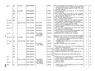 03-8
Ol-15,16
01-15.16
01-15
01-2, 3, 4
01-16
IS
01-15, 16
01-15, 16
01-l 6
03-S
03-8
03-8,9
8 03-9
s=Ln
H6 014-2431 HOO6-0230209 142431
H6 014-2427
H6 .__..____.____........_.....
H006-0230208 142427
137396
H6 ____.___.__....__......._..
Hl
/
_._...____.____._._._.....
._..._.________2805-73’7-2554
. . .. ..
HI 013-2684
Hl 5310-012-0391
_____...... ..
H6 ._...._.__.................
H7 __...._...._____.
H7 ___.......______... .. ..
H6
Hl
2910-741-0836
5305-015-9592
H006-0230311
HlOl-0119981
G740-7372554
G758-8332084
G758-8329634
G749-6246309
HlOl-0132684
HOOl-7043621
G749-5291787
H006-0235820
HOO7-0218040
H007-0881850
H007-0881856
HOO6-0391110
G740-7410836
0741-8332556
HlOl-0159592
WO-A .7842
WO-806433
WO-809246
WO-806435
AC-1542836
wo-120090
WO-648452
AC-1542947
wo-120089
ANB-SK971
WO-804277
EAT-IE2322
WO-807166
137398
119981
7372554
8677521
8332084
8329634
B246309
132684
120391
5291787
143483
44-T-5080-
10
44-T-5319-
55
44-T-5319-
65
137412
7410836
8332556
159592
NUT, inverted flared tube fitting, br, s/is in. (used on
vehicles through serial No. 22336 (20) through serial
No. 23359 (14), through serial No. 29295 (12). after
serial No. 29295 (6))
NUT, inverted, flared tube fitting, br, s/16in. (optional
w/NUT 137398)
NUT, inverted flared tube fitting, S, cd- or zn-pltd,
s/;6in. (used on vehicles through serial No. 22336 (Z),
through serial No. 23359 (6))
NUT, inverted, flared tube fitting, S, cd- or zn-pltd,
546in. (optional w/NUT 142427)
PIN, cotter, split, S, p&d, rdGx g (crankase ventilation
valve) (used on vehicles through serial No. 23359)
PIN, SWIVEL, control wire (crankcase ventilation, valve)
(used on vehicles through serial No. 23359)
PIPE, air intake, w/BRACKET (used on vehicles through
serial No. 23359)
PIPE, air intake, w/BRACKET and CLIP, assy (used
on vehicles after serial No. 23359)
PIPE, air intake, w/vent VALVE and BRACKET, assy
(used on vehicles through serial No. 23359)
RETAINER, valve, metering, vent, crankcase ........ .... ...
RING, ru, x ID, 1s 013, W dia thk (air intake support)
SCREW, math, rd-hd, S, cd- or zn-pltd, No. 6-32NC-2
x s/(6(crankcase ventilation valve) (used on vehicles
through serial No. 23359)
WASHER, FLAT, plain, S, cd- or zn-pltd, 7xZID, ti
OD, 0.049 thk
SPRING, metering valve, vent, crankcase .________._........_.....
TEE, flared tube, inverted, br, s& tube, $$ male pipe side
(vent tube to reducing elbow)
TUBING, cop, seamless, soft annealed, size s/fs in., OD
0.188 in., thickness of wall 0.035 in.
TUBING, S, cold drawn, rd, !& OD, 0.028 wall thk ...
TUBING, S, cold drawn, rd, 5h OD, 0.028 wall thk ....__.__
UNION, flared tube, inverted, br, s/16in (at dash) (used on
vehicles through serial No. 29295)
VALVE, control, w/PIN, assy (used on vehicles through
serial No. 23359)
VALVE, fuel tank _.__________....__.._____^_____.......__________..____._...__.._
SCREW, math, cross-recess-pan-hd, S, cd- or zn-pltd,
No. 8-32NC-2 x $$
20
4
6
2
1
1
1
1
1
2
t
ea
ea
ea
ea
ea
ea
ea
es
es
es
ea
ea
ea
ea
ea
ft
ft
tt
ea
ea
ea
ea
 