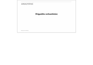 ANALYSFAS
Ifrågasätta verksamheten
 