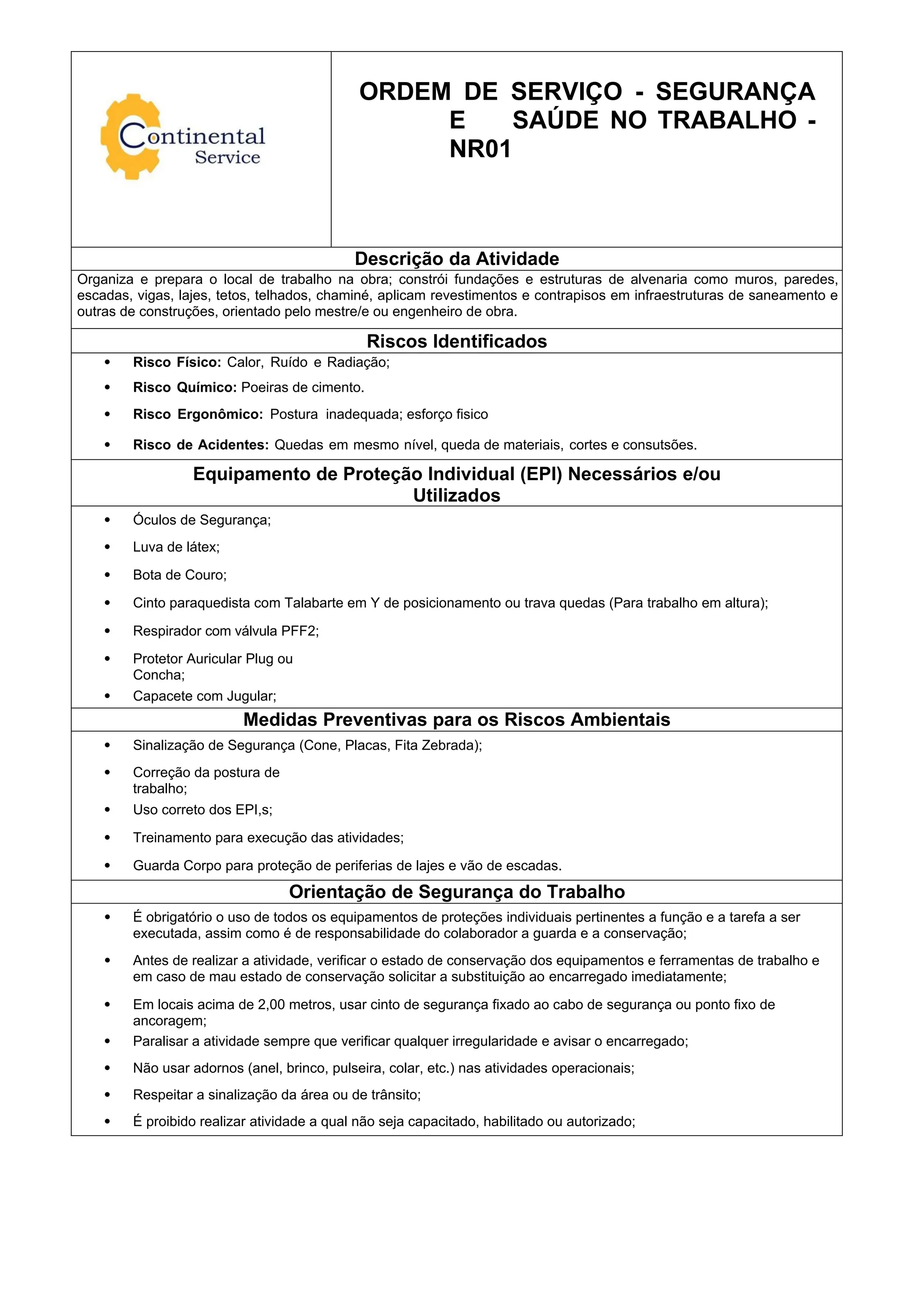 Ordem de Serviço NR 01 - SILVIO.docxosj | DOCX