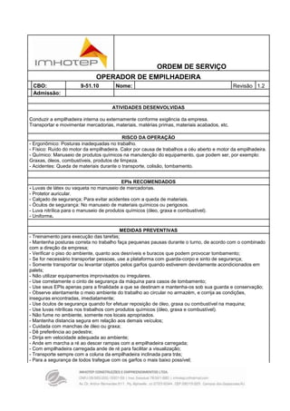 Manual Do Operador Empilhadeira, PDF, Logística