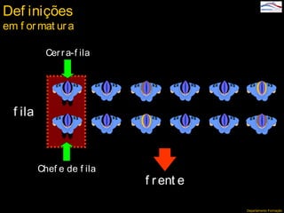 Departamento Formação
f ila
Cerra-f ila
Chef e de f ila
f rent e
Def inições
em f ormat ur a
 