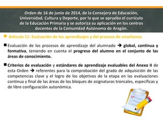 Orden 16 de junio del Currículo de Educación Primaria | PPT