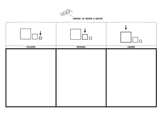 ORDENA DE MENOR A MAYOR
PEQUEÑO MEDIANO GRANDE
 
