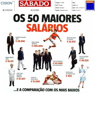 Tiragem: 117500           Pág: 1

                            País: Portugal            Cores: Cor

                            Period.: Semanal          Área: 19,81 x 18,30 cm²

ID: 27063326   08-10-2009   Âmbito: Interesse Geral   Corte: 13 de 13
 