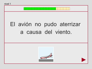 El avión no pudo aterrizar
a causa del viento.
nivel 1
 
