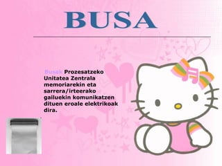 Busak  Prozesatzeko Unitatea Zentrala memoriarekin eta sarrera/irteerako gailuekin komunikatzen dituen eroale elektrikoak dira.   BUSA 