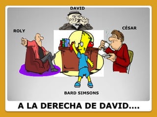 CÉSAR
BARD SIMSONS
DAVID
ROLY
A LA DERECHA DE DAVID….
 