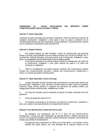 Ordenanza fical 1.4. reguladora del Impuesto sobre Construcciones, Instalaciones y Obras del municipio de Estepona