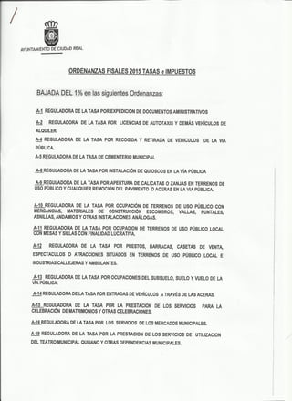 Ordenanzas fiscales 2015 Ciudad Real