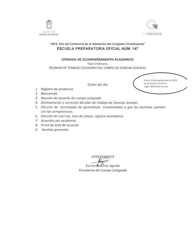 orden del d 237 a y acta de reuni 243 n de academia orden del dia