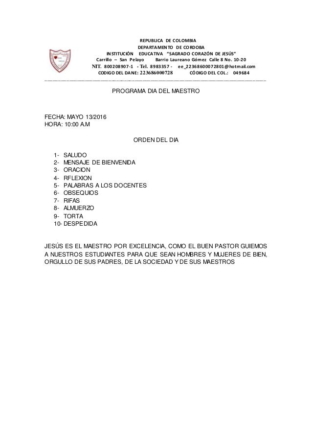orden del dia dia del maestro orden del dia
