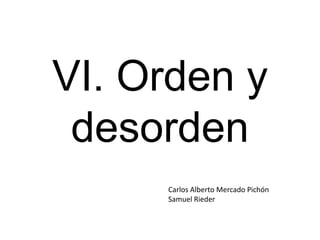 VI. Orden y
 desorden
     Carlos Alberto Mercado Pichón
     Samuel Rieder
 
