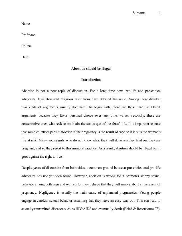 Abortion should be legal essay