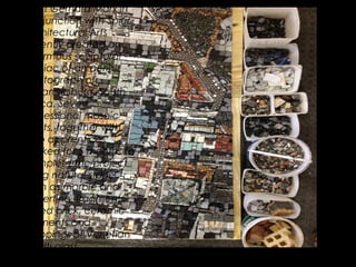 Artist Gerhard Marx in
conjunction with Spier
Architectural Arts
recently created an
enormous sculptural
mosiac of an aerial
photograph of
Johannesburg, South
Africa. Seven
professional mosaic
artists, together with
nine apprentices
worked for 5 months to
complete the project
using natural stone
such as marble and
travertine, fragments
of red brick, ceramic
elements and
chippings of Venetian
smalti glass
 