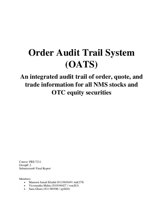 Trading system audit