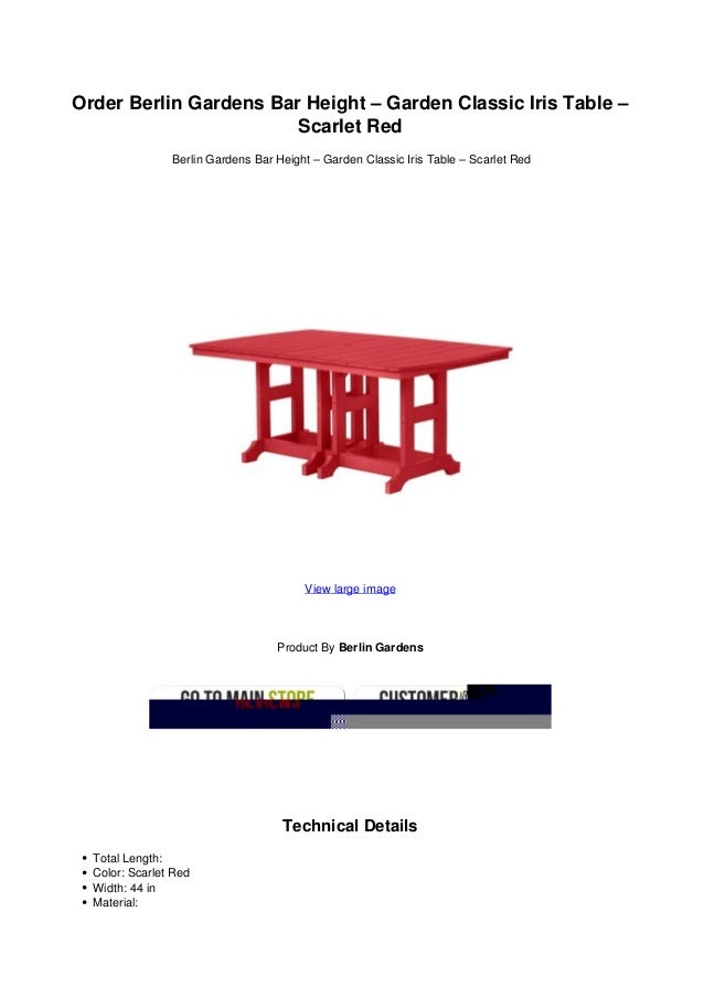 Order berlin gardens bar height garden classic iris table scarlet red