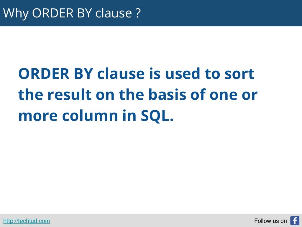 Order by clause in sql