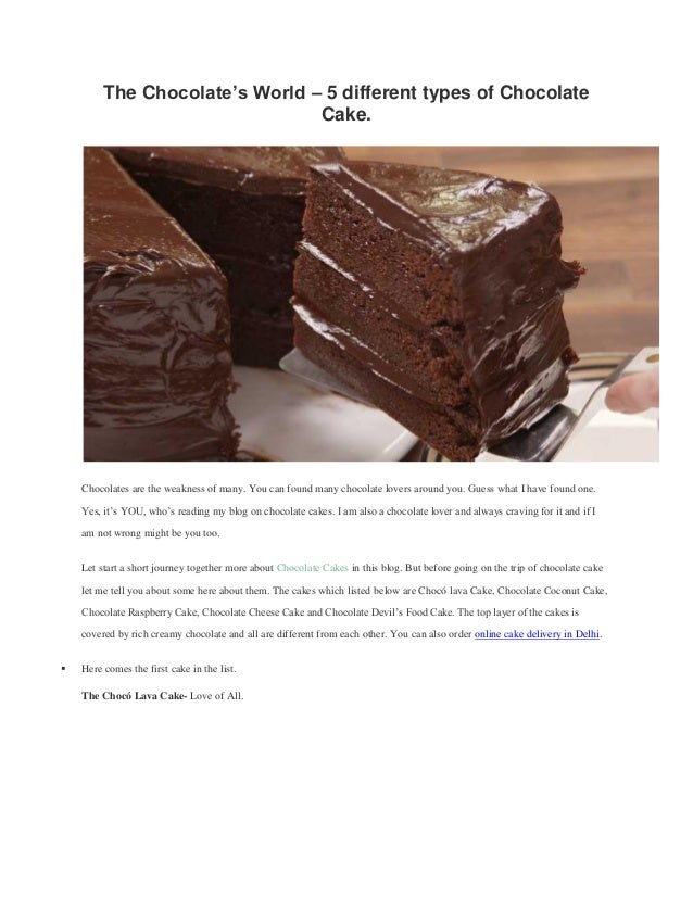Order Five Different Types Of Chocolate Cake