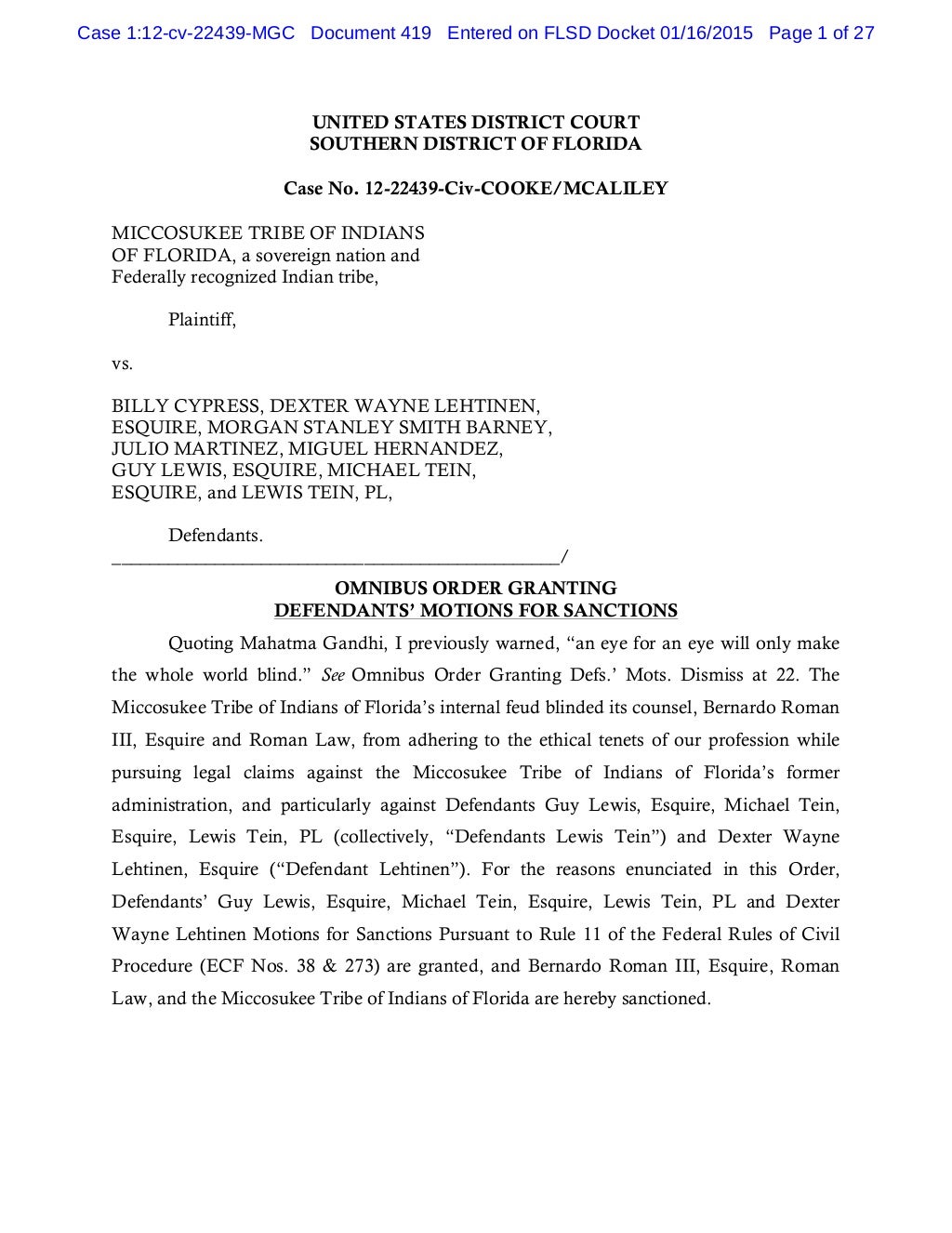 Order granting omnibus order granting defendants motions for sancti…