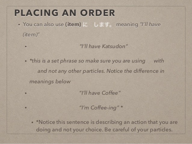 L2 Grammar Placing Orders