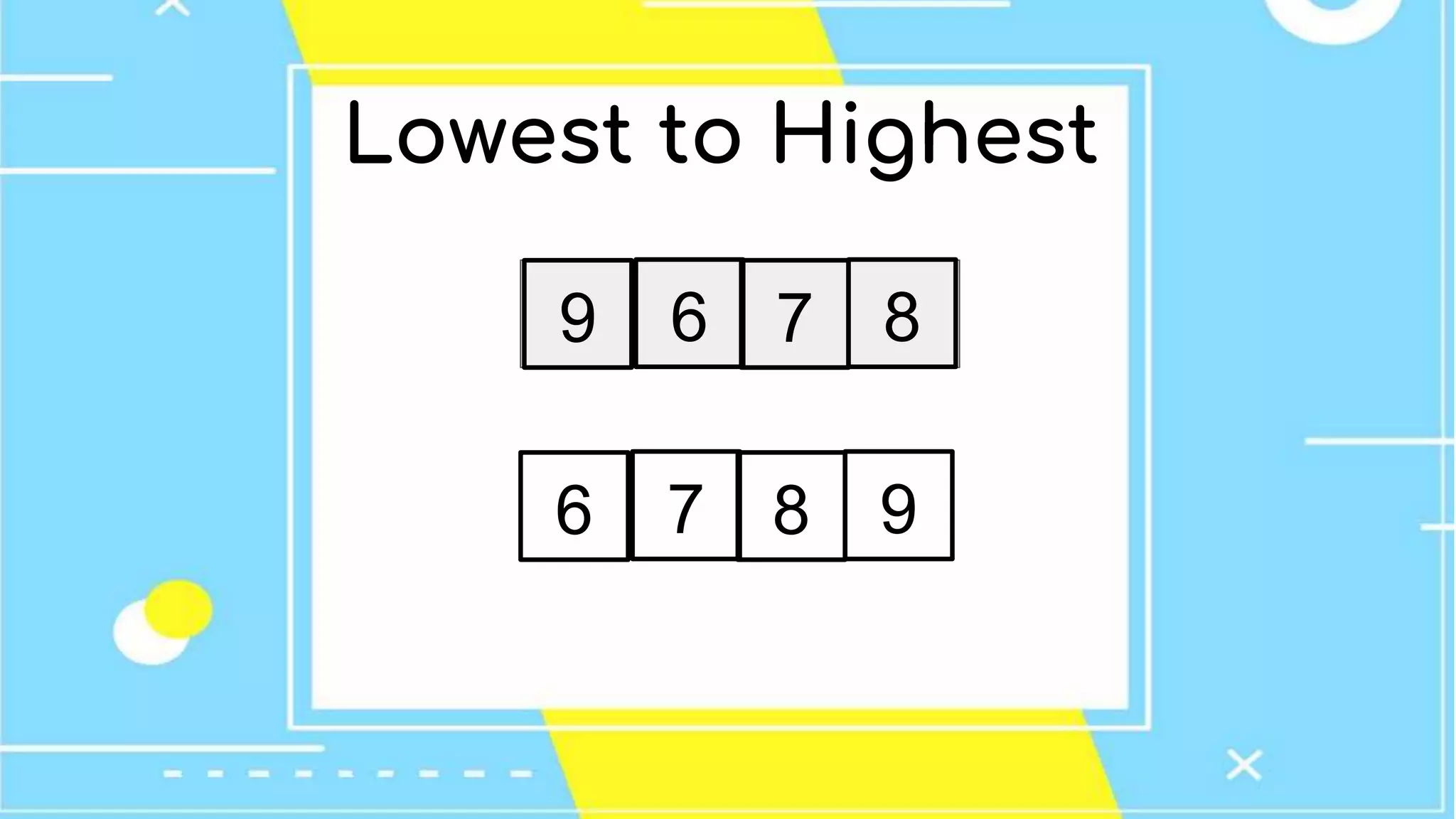 Lowest to Highest
879 6
986 7
 