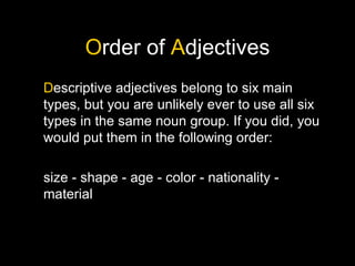 Order of Adjectives | PPT