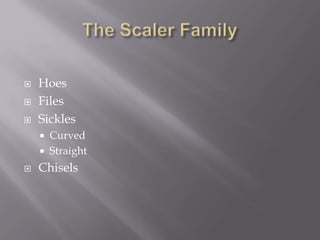 The Scaler FamilyHoesFilesSicklesCurvedStraightChisels