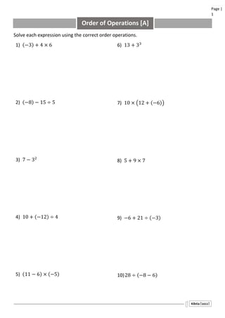 Order of Operations | PDF