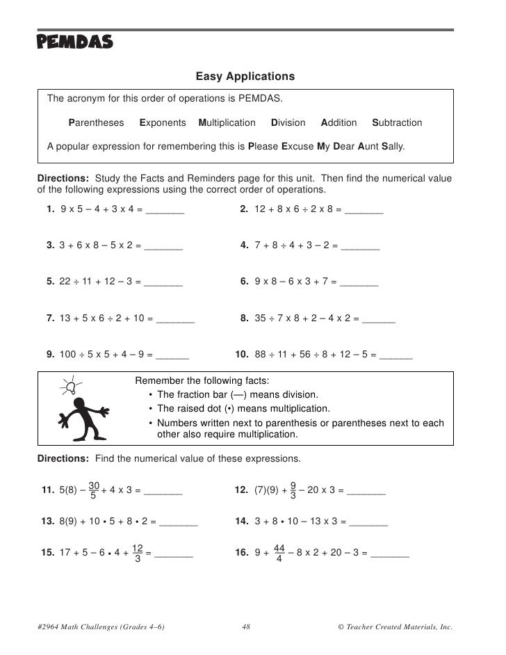 Order of operations basic practice