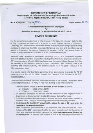 "RSCIT for Secretariat Employees" Order