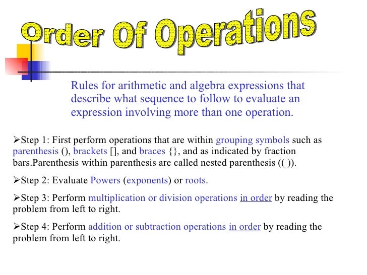 order of operations rules printable