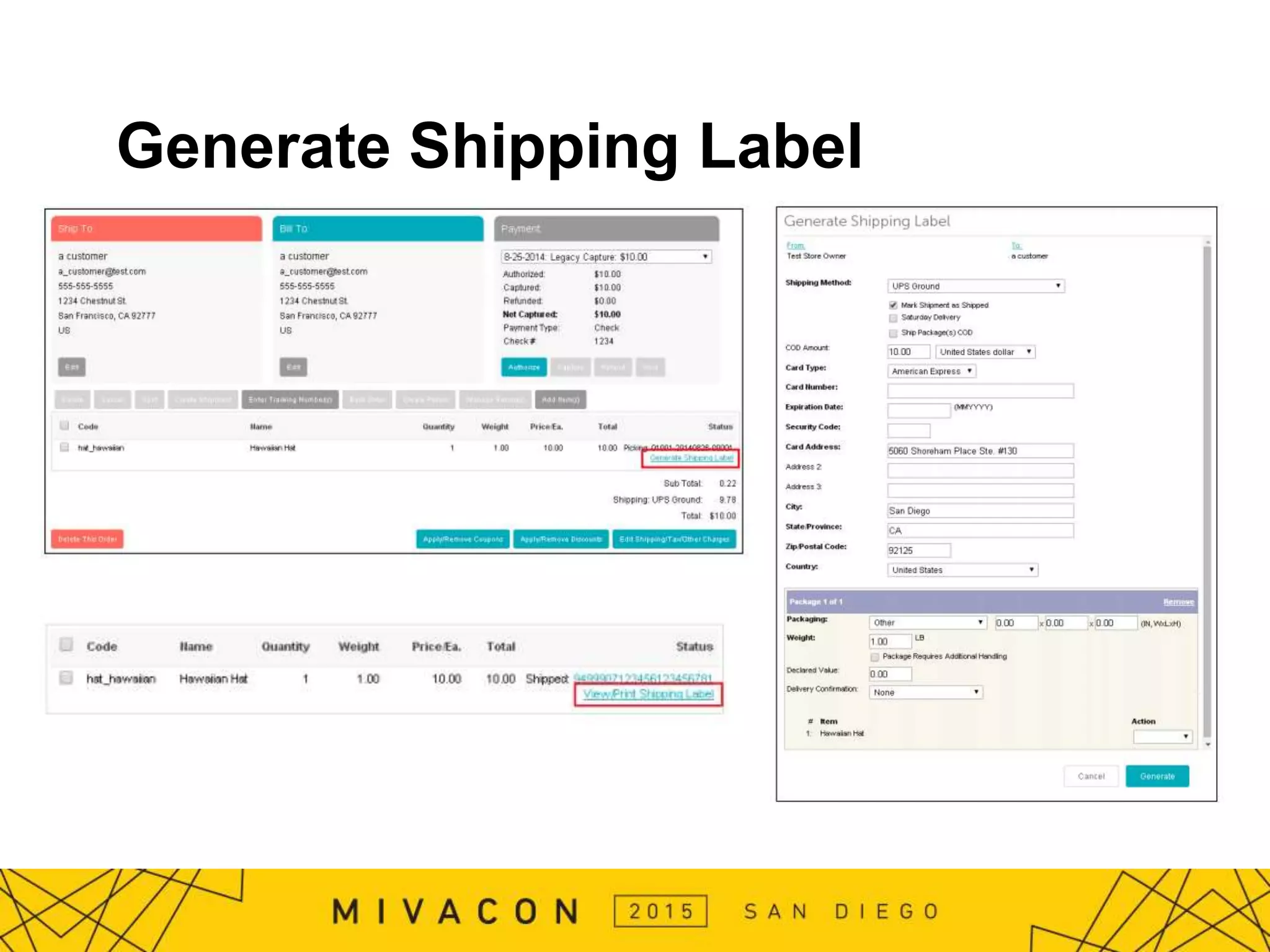 Generate Shipping Label
 