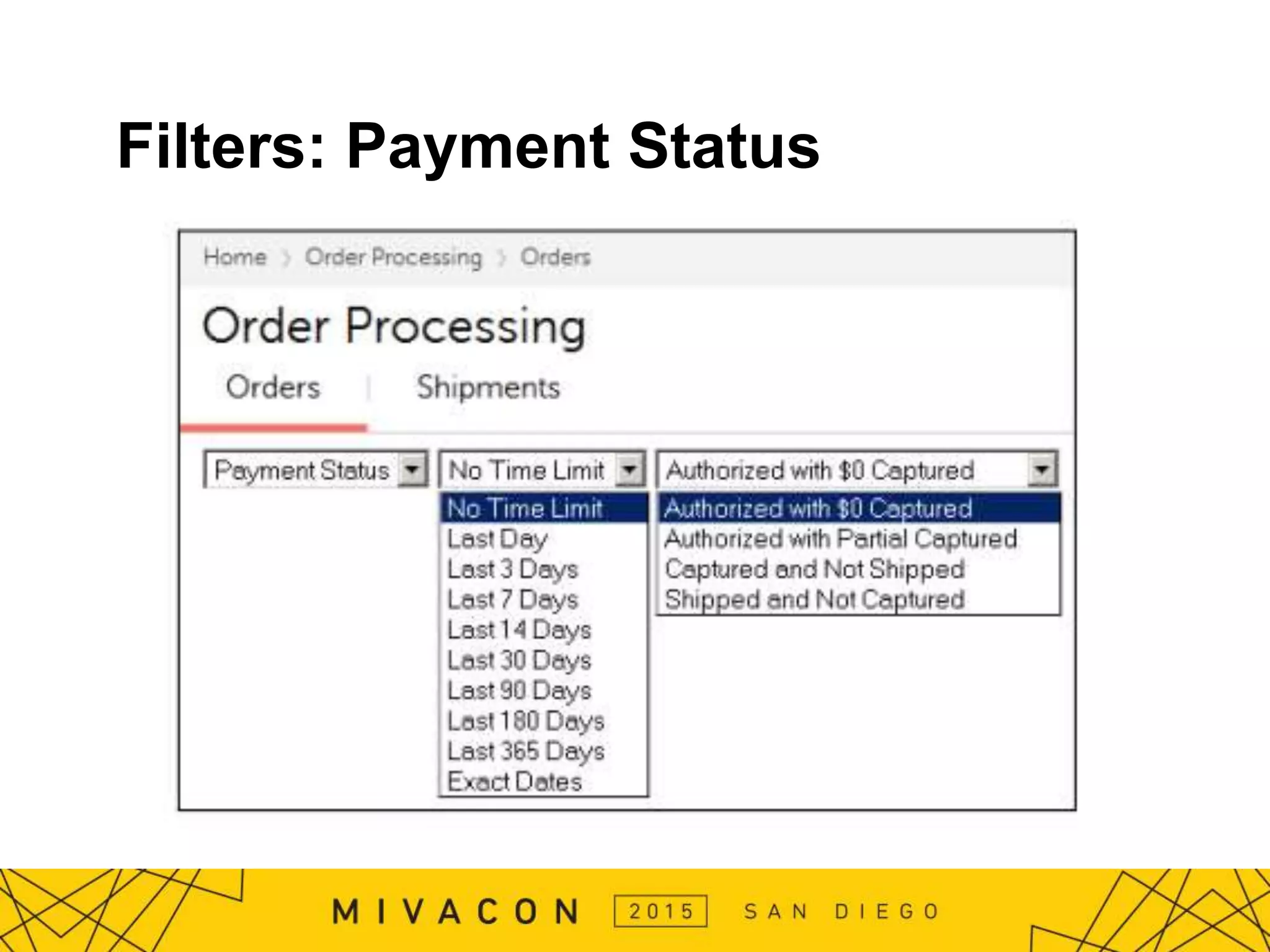 Filters: Payment Status
 