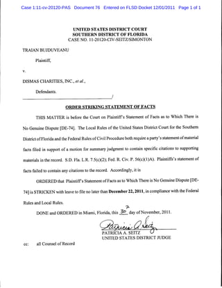 Case 1:11-cv-20120-PAS Document 76 Entered on FLSD Docket 12/01/2011 Page 1 of 1



                       UNITED STATES DISTRI COURT
                                           CT
                      SOUTHERN DI  STRI OF FLORI
                                       CT        DA
                     CASE N O.II- ZO- V- TZ/ M ONTON
                                ZOI CI SEI SI

TM I BUJ UV EA N U
    AN  D

       Pli tf ,
        a n if



DI AS CHARI ES,N C. e al,
  SM      TI l , t .

       De e nt .
         f nda s
                                        /

                   O RDER STRI NG STATEM ENT OF FACTS
                              KI

       THI M ATTER i bef e t Cou ton Pl ntf s St e e ofFac sast W hi h The e i
          S         s or he     r     ai if atm nt        t    o    c     r s

NoGe uieDip t ( 7 ) Th Lo a Rue o teUni dSttsDititCo r frt eSo ten
    n n s ue DE- 4 . e c l ls f h     t ae src u t o h uh r
                                       e
DititofFl i a t Fe a Rul ofCi l oc ur bot r quieapa t ssa e e ofma e i
 src    orda nd he der l es vi Pr ed e h e r       ry' tt m nt    t ral

fcsfld i s p r o amoi nf rs mmayj d me tt c nan s e i ctto t s p rig
a t ie n u po t f to o u r u g n o o ti p cûc i ins o u po t
                                                       a          n
maeil i t er c r S. F a L. 7.()2 ; d R. v. 5 ()1A) Plitfsssae n o
  tras n h e od. D. l . R. 5 c( ) Fe . Ci P. 6 c( ) . an if ' ttme t f
f c sf ld t c ai a ct tonst t r co d. Acc di y,ti
 a t aie o ont n ny ia i o he e r        or ngl i s

       ORDERED ta P an ifsSae n o Fa t a t W hc Theei NoGe un Dipue(
               h t litf ttme t f cs s o ih r s            n ie s t DE-
7 )i S CKEN wihla et fl n ltrta De e e 2 2 1 i c mpl nc wi teFe ea
 4 s TRI     t e v o ie o ae h n c mb r 2, 01 ,n o i e t h d r l
                                                    a     h

Rul s a Loc lRul .
   e nd    a   es
                                         +
       DoxE a ORDERED i M imiFl i ,t s S& da ofxovembe ,2011.
             nd       n a , orda hi         y         r

                                         e      *


                                   PA TRI A A .SEI
                                         CI       TZ
                                   UN ITED STATES DI STRI J
                                                        CT UDGE
 cc:   a lCot e ofRe or
        1 ms l      c d
 